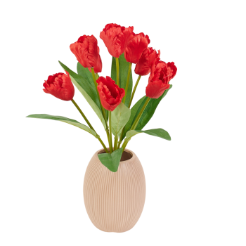 Sztuczne tulipany 44 cm – zestaw 9 szt., realistyczne kwiaty dekoracyjne do wazonu i kompozycji Czerwony
